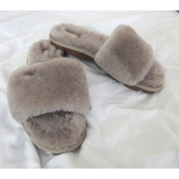 NWOT UGG COZETTE slippers sandals slides plush genuine lambswool oyster gray 7M